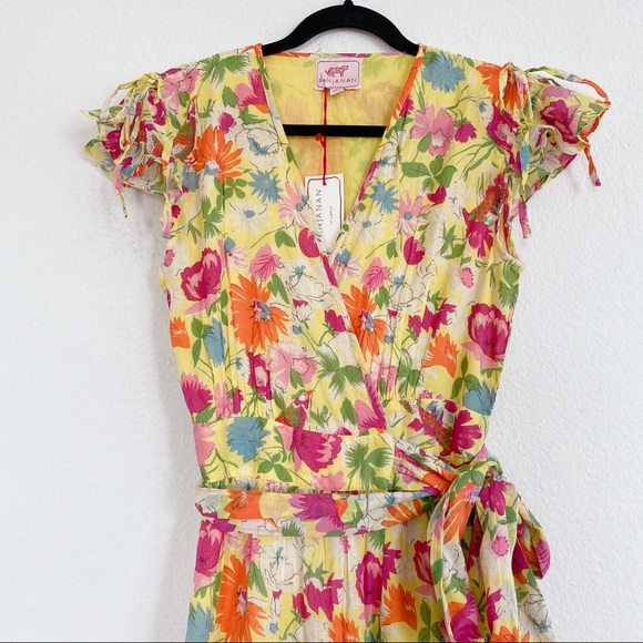 Banjanan Mercy Floral Short Sleeve Midi Wrap Dress - Picture 8 of 13